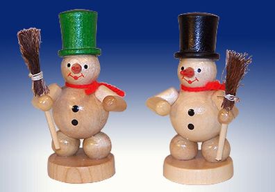 Weihnachtsdekoration Schneemänner mit Besen natur Höhe 8cm NEU Schnee Eismann
