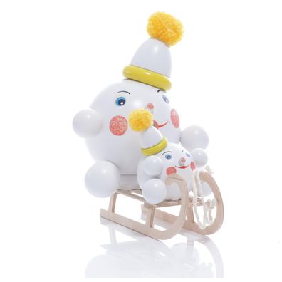 Räucherfigur Räucherschneeball + Baby auf Schlitten gelb BxHxT ca 18x18x13cm NEU