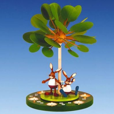 Tischpyramide Teelichtpyramide mit Schnupperhasen bunt Höhe 42 cm NEU Tischdeko