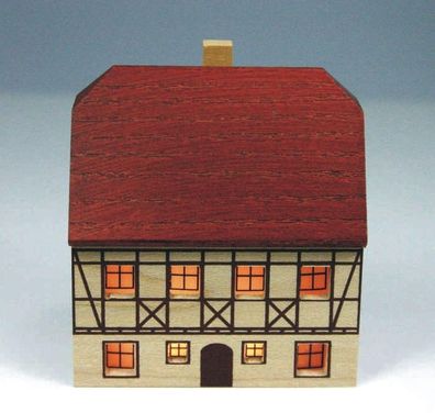 Tischdekoration Holzhaus Fachwerk natur für Innenbeleuchtung Höhe 6,5cm NEU Haus