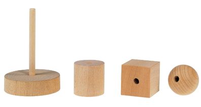 Holzspielzeug Holzsteckturm Walze Kugel Würfel LxBxH 75x75x145mm NEU Holzspiel K