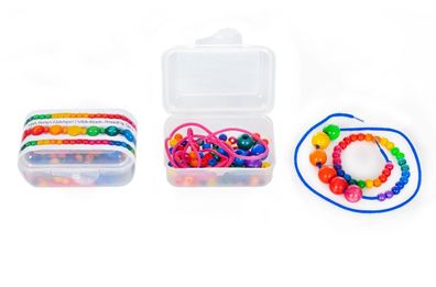 Holzspielzeug Perlen-Fädelspiel Länge 100 cm NEU Stricken Wolle Strick Schnur