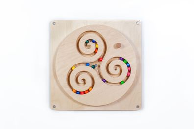 Holzspielzeug Wandspiel Kugelwirbel BxHxT 48,5x48,5x8cm NEU Spielbrett Motorik
