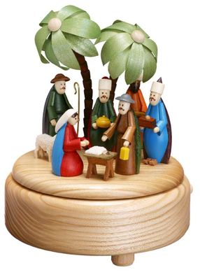 Spieldose mit Christi Geburt bunt BxHxT 16x18x16 cm NEU Spieluhr Spielwerk Musik