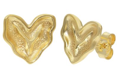 trendor Schmuck Damen-Ohrringe Herz-Ohrstecker 925 Silber Vergoldet 21563