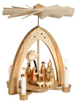 Tischpyramide Christi Geburt natur BxHxT 21,5x28x21,5cm NEU Pyramide Minipyramid