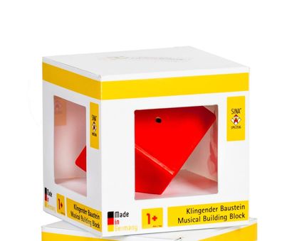Klangspielzeug Klingender Baustein, rot BxHxT 7x7x7cm NEU Holzspiel Klang Musik