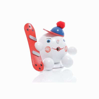 Räucherschneeball mit Snowboard rot BxHxT ca 14,5 x 13 x 10cm NEU Räucherfigur