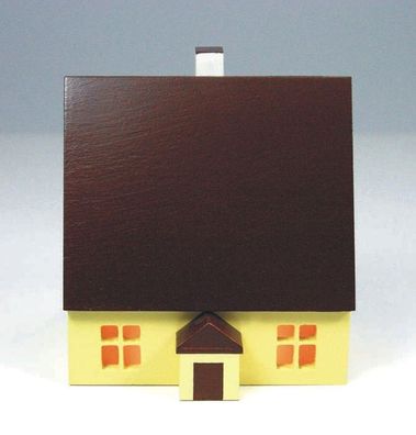 Tischdekoration Holzhaus bunt mit Innenbeleuchtung Höhe 7cm NEU Haus Baum Figur K