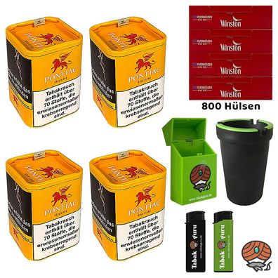 Pontiac Gold Blend Tabak Dose 4x 120g, Winston Hülsen, Autoascher Feuerzeuge Box