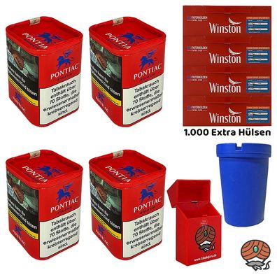 Pontiac American Blend Tabak Dose 4x 120g, Winston Extra Hülsen, Autoascher, Box