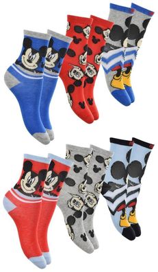 Neu 3 Paar Disney Micky Maus Kinder Socken Strümpfe Gr. 23-34 Baumwolle HU0623