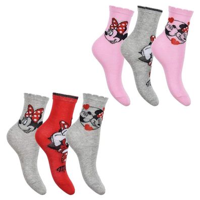 Neu 3 Paar Minnie Maus Disney Socken Kinder Strümpfe Gr. 23/26 - 27/30 - 31/34 HU0630