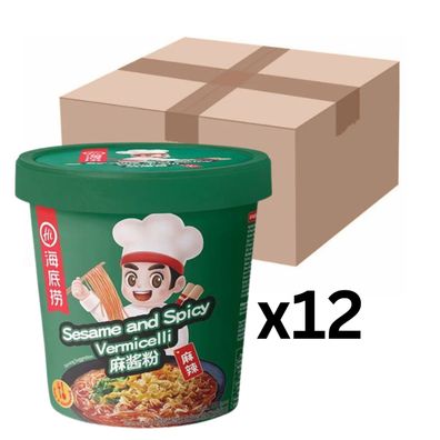 12er-Pack Haidilao Instant Glasnudeln Vermicelli Sesam & Spicy Cup 130g