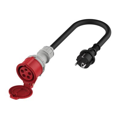 Platinet EV-Adapter Schuko 16A auf CEE 16A rot 3-phasig 20 cm