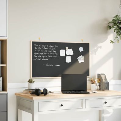 vidaXL Kreidetafel mit Rahmen aus massivem Kiefernholz Schwarz 100 x 55 cm
