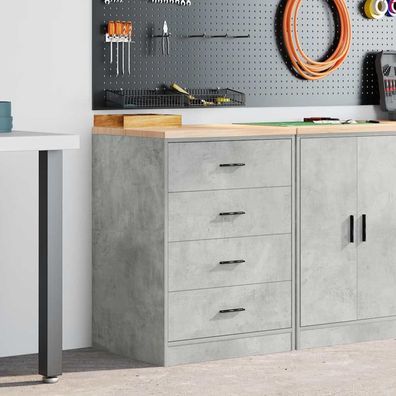 vidaXL Garagen-Aufbewahrungsschrank Betongrau Massivholz Kiefer