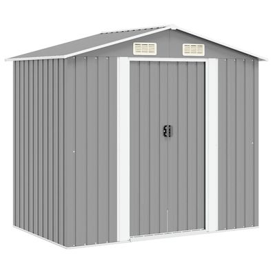 vidaXL Gartenschuppen Grau Metall 204 x 132 x 186 cm