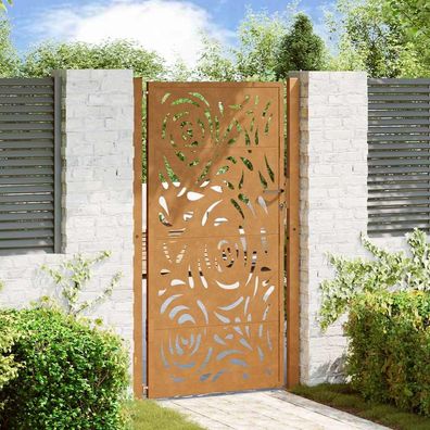 vidaXL Gartentor 100x200 cm Verwitterungsstahl Flammendesign