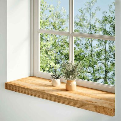 vidaXL Fensterbänke 2 Stk. Hellbraun 80x25x2 cm Massivholz Eiche