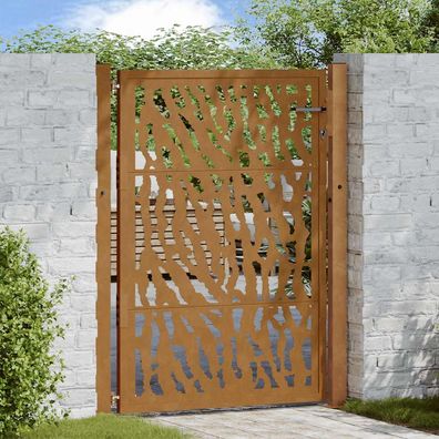 vidaXL Gartentor 100x125 cm Verwitterungsstahl Trace-Design