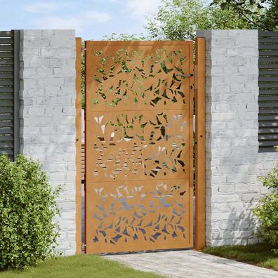 vidaXL Gartentor 100x150 cm Wetterfester Stahl Blattdesign