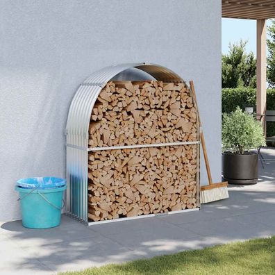 vidaXL Kaminholzunterstand Silbern 120x45x140 cm Verzinkter Stahl