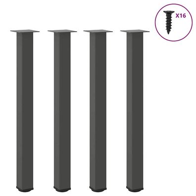 vidaXL Bartischbeine 4 Stk. Anthrazit 90-92 cm Stahl