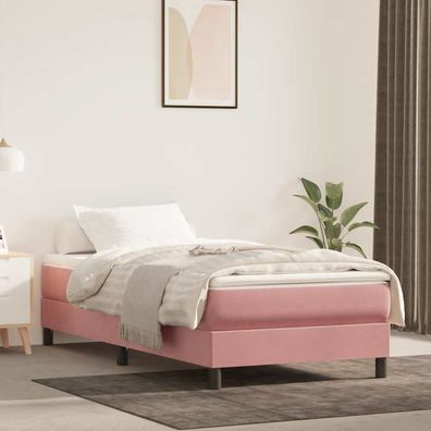 vidaXL Taschenfederkernmatratze Mittel Rosa 100x220x20 cm Samt