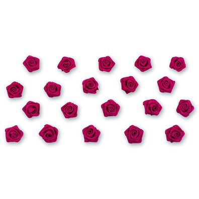 Satinrosen 15mm zum Basteln & Aufnähen 20 Stück Weinrot