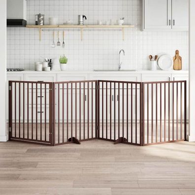 vidaXL Hundegitter mit Tür Faltbar 4 Paneele Braun 320 cm Pappelholz