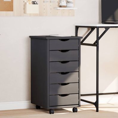 vidaXL Rollschrank mit Schubladen MOSS Grau Massivholz Kiefer
