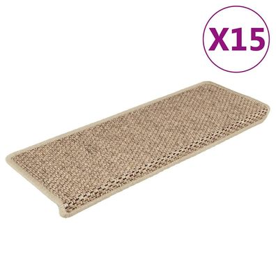 vidaXL Treppenmatten Selbstklebend Sisal-Optik 15 Stk. 65x21x4 cm Sand