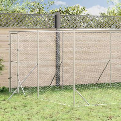 vidaXL Outdoor-Hundezwinger Silbern 4x16x2 m Verzinkter Stahl