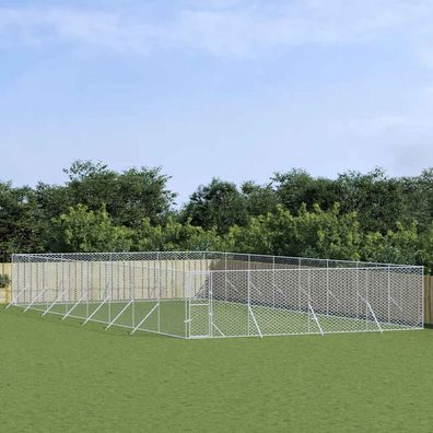 vidaXL Outdoor-Hundezwinger Silbern 8x16x2 m Verzinkter Stahl