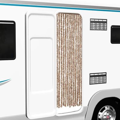 vidaXL Fliegenvorhang Beige und Dunkelbraun 56x185 cm Chenille