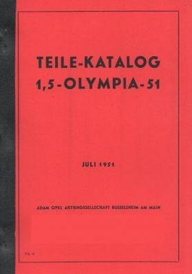 Ersatzteile Katalog Opel Olympia 1951. Auto, PKW, Oldtimer