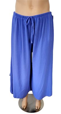 Italy Sommerhose Hose Gummizug weites Bein Viskose one size bis 52/54 in Blau