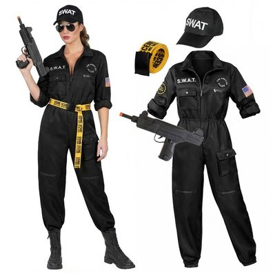 Swat Kostüm Overall Damen mit Accessoires