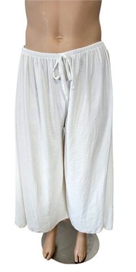 Italy Sommerhose Hose Gummizug weites Bein Viskose one size bis 52/54 in Weiß