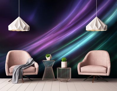 Vlies Fototapete Abstrakt Blau Lila Grün TAPETE XXL Wohnzimmer Schlafzimmer