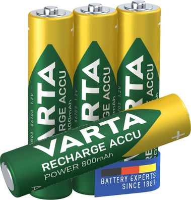 VARTA Recharge Accu Power, Akku vorgeladen, AAA 800mAh, 4Stk