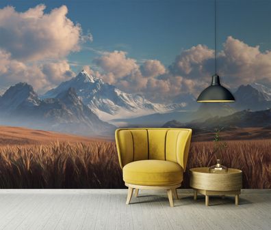 Vlies Fototapete Gebirge Natur Wolken TAPETE XXL Wohnzimmer Schlafzimmer