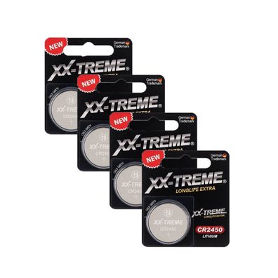 4x XX-Treme CR2450 CR 2450 Lithium Knopfzellen 3V Batterie 1er Blister