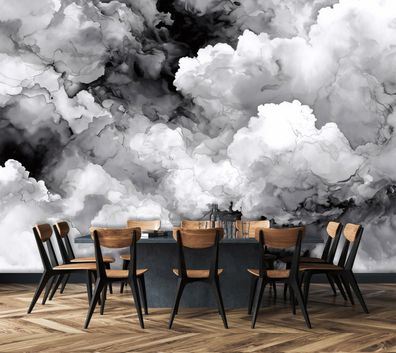 Vlies Fototapete Abstrakt Weiß Schwarz TAPETE XXL Wohnzimmer Schlafzimmer