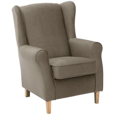 Ohrenbackensessel Karlen Flachgewebe hellbraun