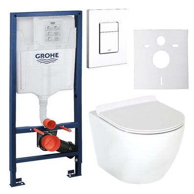 WC Set Grohe Rapid SL WC-Element Betätigung Skate mit WC Arax weiss spülrandlos