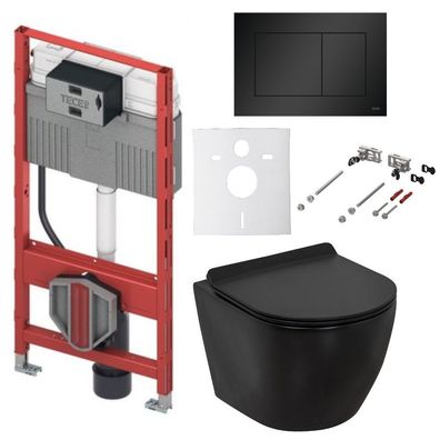 WC Set Tece TECEProfil WC-Modul Uni SpK Wand WC Arax spülrandlos schwarz