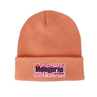 Moingiorno Mütze peach rot goldmarie Beanie mit Leo Patches Moin-Spirit