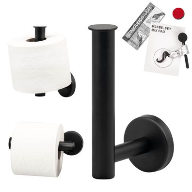 bremermann Bad-Serie PIAZZA BLACK - Toilettenpapierhalter mit Klebeset, schwarz